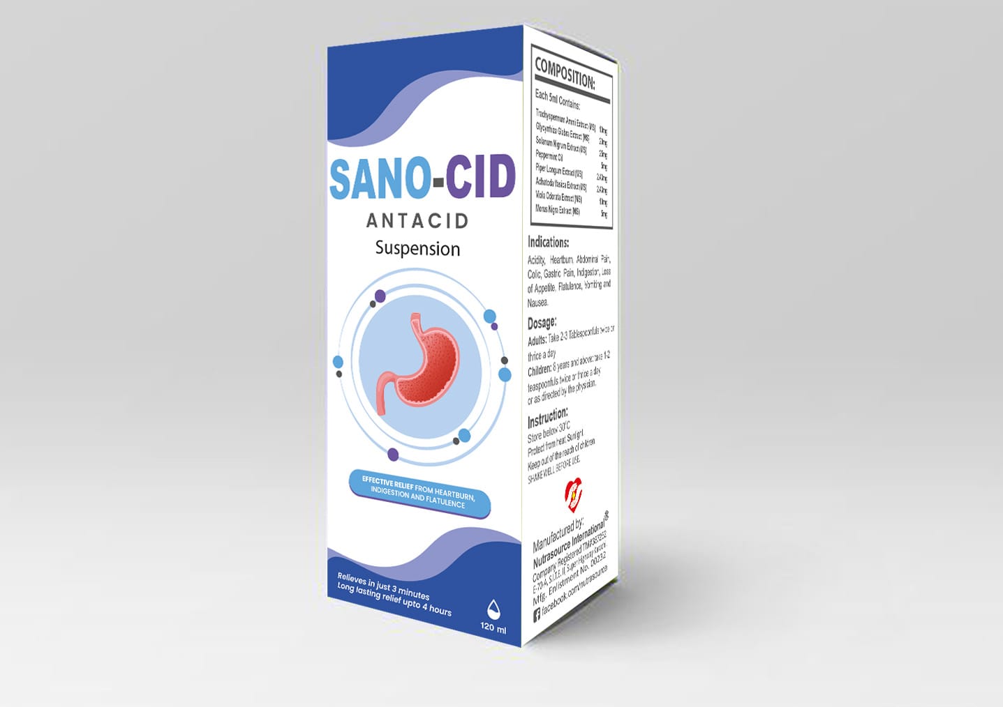 Sano-CID Antacid Suspension (120 ml)